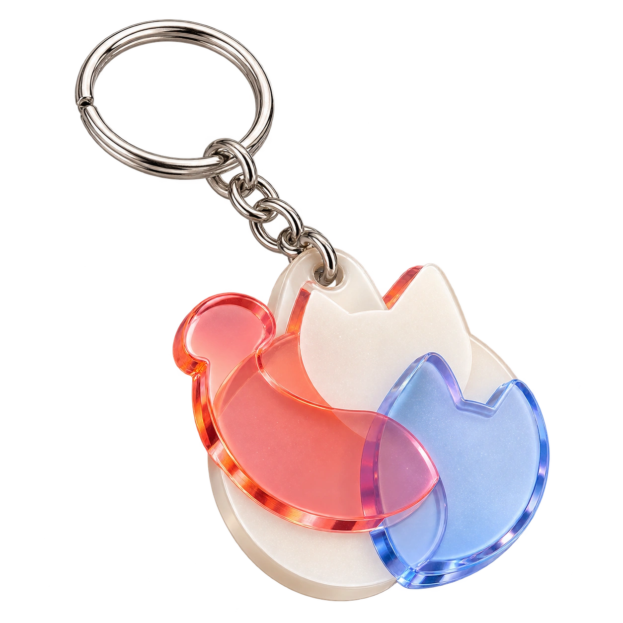 Acrylic charm concept with overlapping translucent colors